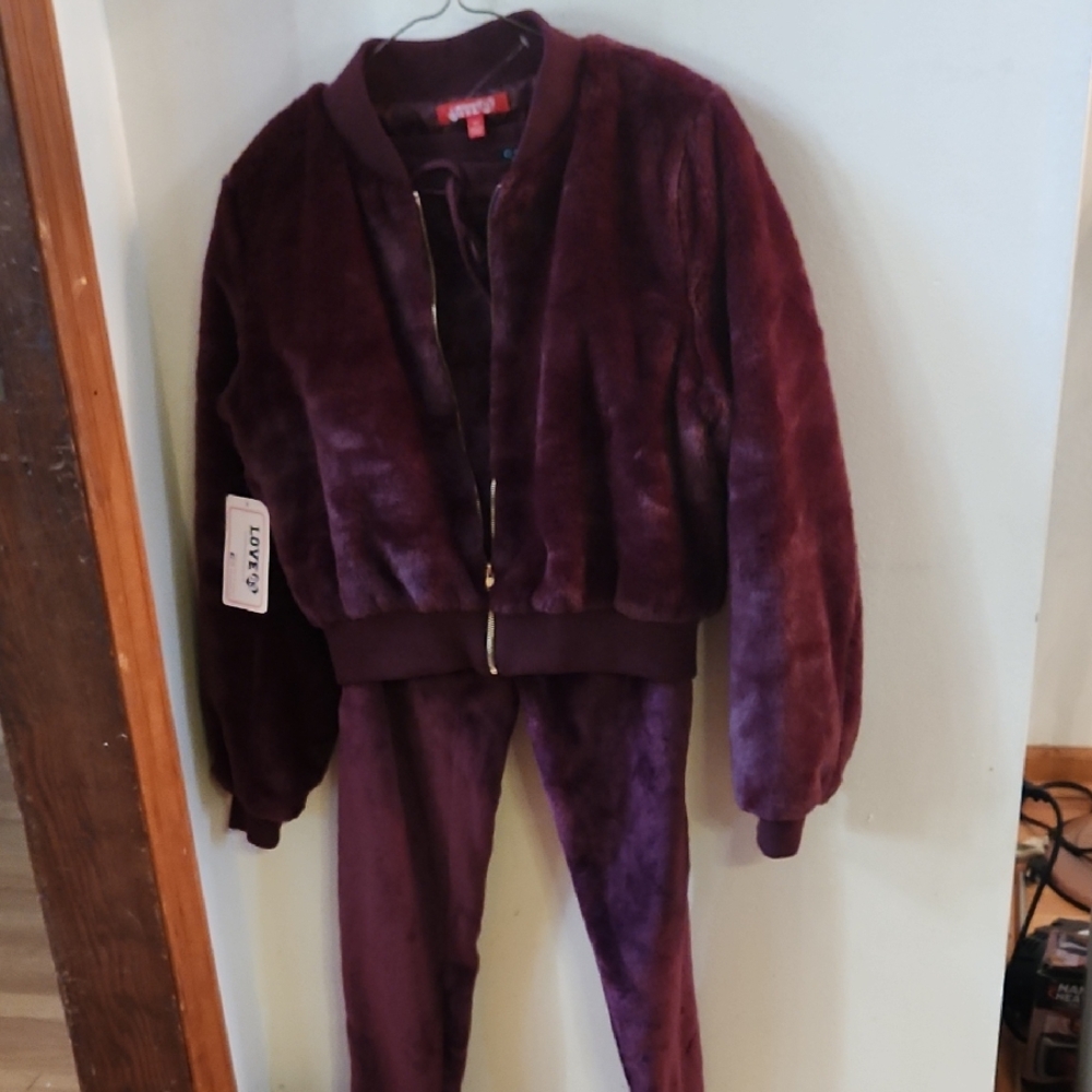 Love Plush Bomber Jacket in Plum